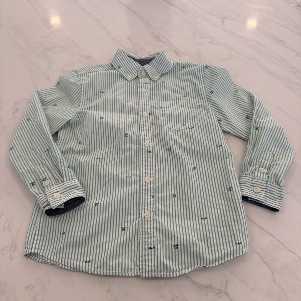 Gymboree Boys Button-Down Dress Shirt Cool Super Yeah Sz 5 - Picture 1 of 5